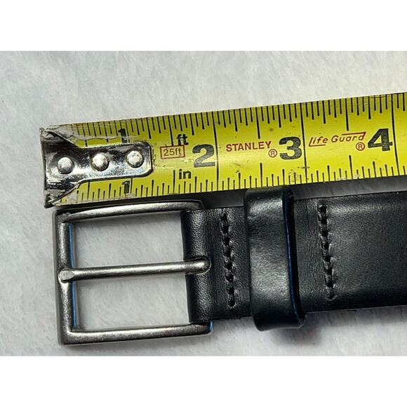 Eddie Bauer Mens 40 Black Genuine Leather Dress Belt Silver Gold Brass Buckle - Picture 10 of 15